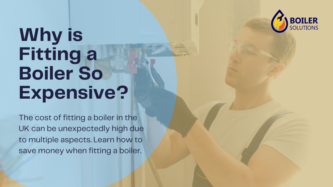 A man fitting a boiler in a home